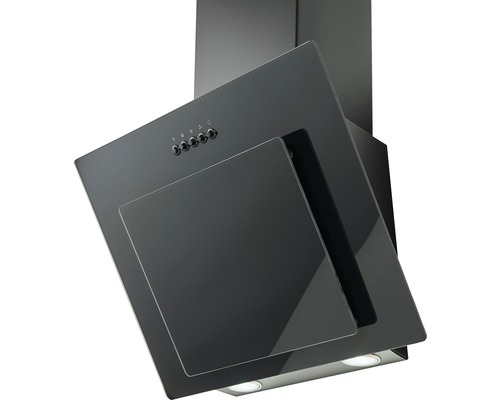 Schwarze Dunstabzugshaube mit Glasschirm