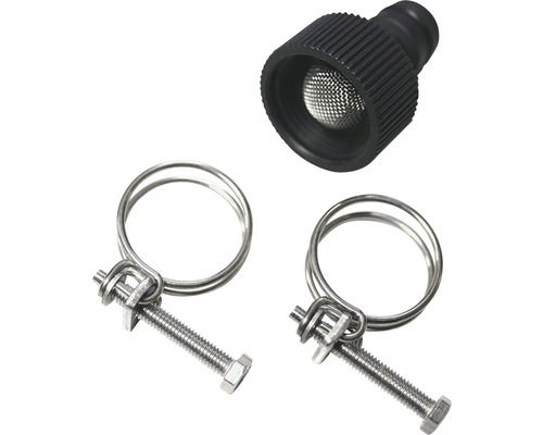 Gartenschlauch-Zubehörset mit Schlauchschellen und Sieb