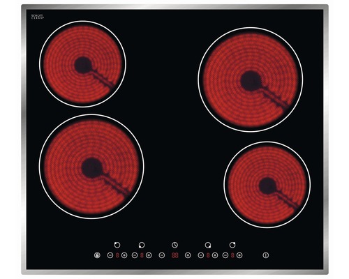 Plaque de cuisson noire avec quatre zones de cuisson