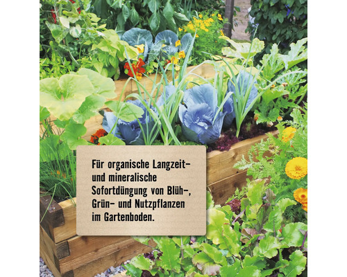 Gemüsegarten mit organisch-mineralischer Düngung für Blumen-, Grün- und Nutzpflanzen