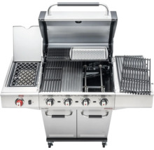 Barbecue à gaz ouvert avec grilles et surfaces de rangement