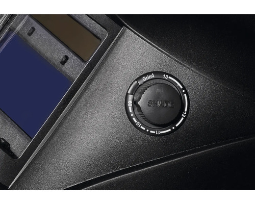 Vue détaillée d''un masque de soudure avec protection anti-éblouissement réglable