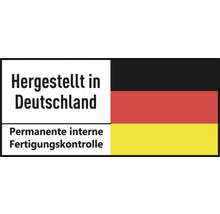 Hergestellt in Deutschland mit permanenter interner Fertigungskontrolle Siegel