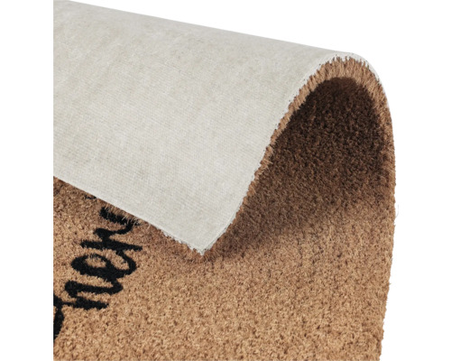 Paillasson en fibre de coco avec inscription et dessous antidérapant