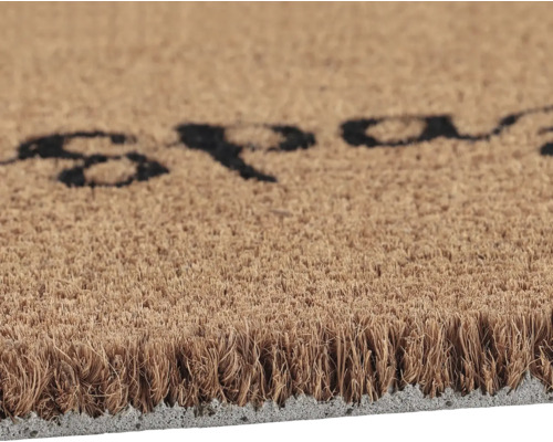 Paillasson en coco avec inscription, vue détaillée des fibres