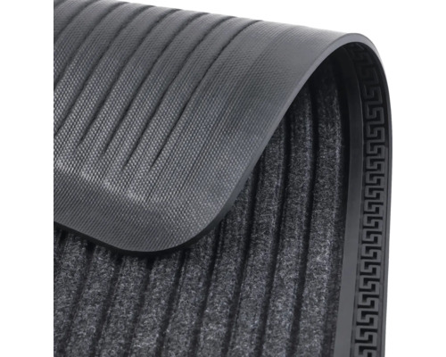 Graue Fußmatte mit Rillen und Bordüre