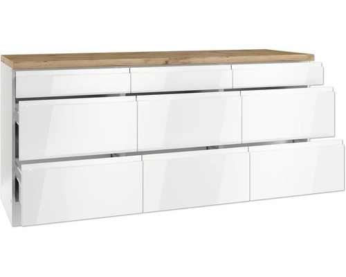 Meuble sous-lavabo avec neuf tiroirs et plateau en bois