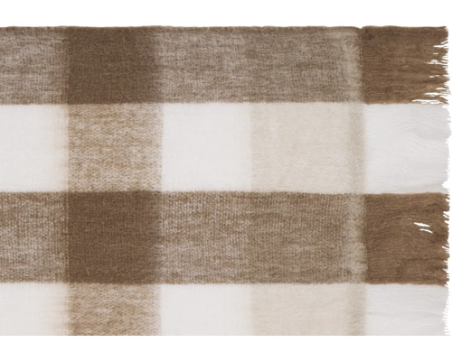 Plaid à carreaux avec franges