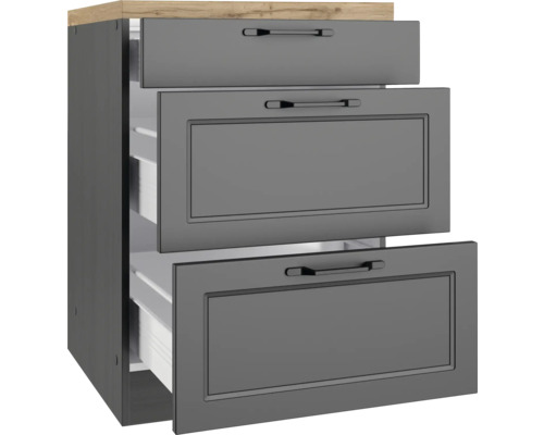 Meuble bas de cuisine avec trois tiroirs