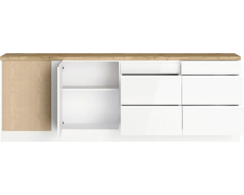 Kommode mit Türen, Schubladen und Holzplatte