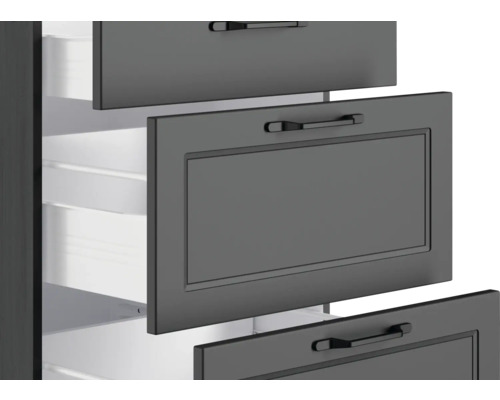 Detailaufnahme eines Schubladenelements mit mehreren Auszügen