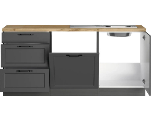 Küchenzeile mit Spüle, Schubladen und Schrank