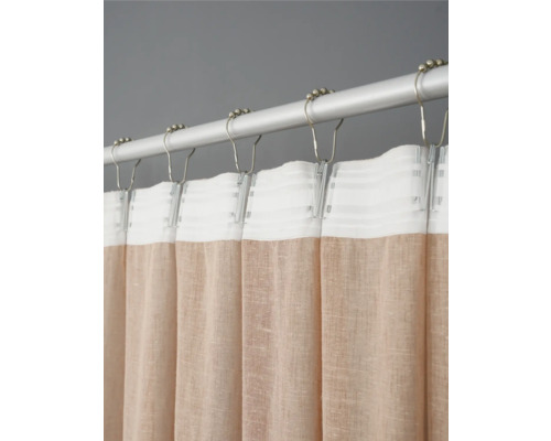 Duschvorhang aus Stoff mit Ringaufhängung an einer Stange