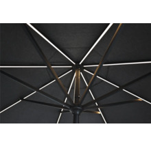 Vue de dessous d''un parasol de jardin avec éclairage