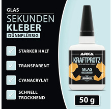 Arka Kraftprotz Sekundenkleber für Glas, 50 Gramm