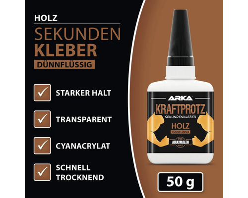 Holz Sekundenkleber, dünnflüssig, 50 Gramm