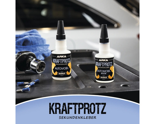 Zwei Flaschen ARKA Kraftprotz Sekundenkleber Automobil