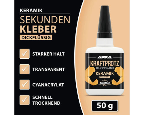 Arka Kraftprotz Keramik Sekundenkleber, dickflüssig, 50 Gramm