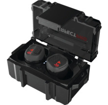 Écouteurs Bluetooth noirs dans un étui de chargement