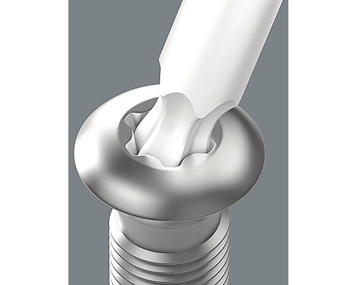 Schraube mit Innenvielzahnkopf und Werkzeug im Einsatz