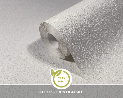 Papier peint intissé argile 5403 aspect papier peint ingrain beige blanc peut être peint