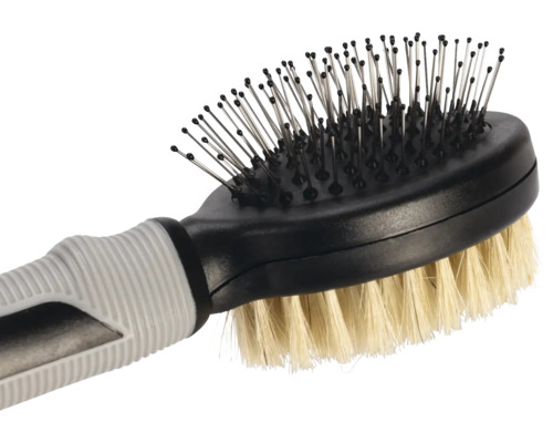 Doppelbürste für Tierfellpflege mit Borsten und Metallstiften