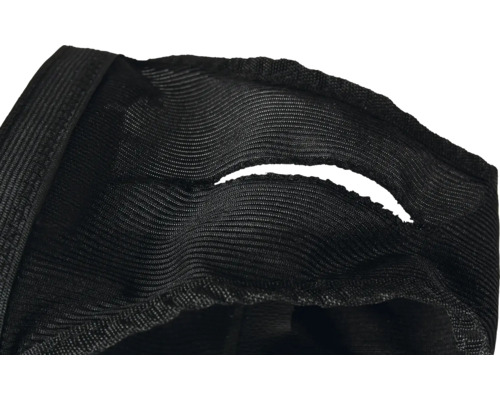 Gros plan d''un tissu textile noir avec une ouverture