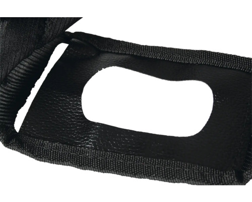 Gros plan d''une ceinture à outils noire avec découpe