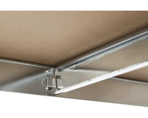 Vue détaillée d''une table avec cadre métallique et plateau en bois