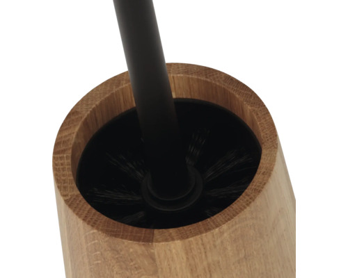 Toilettenbürste aus Holz mit schwarzem Griff