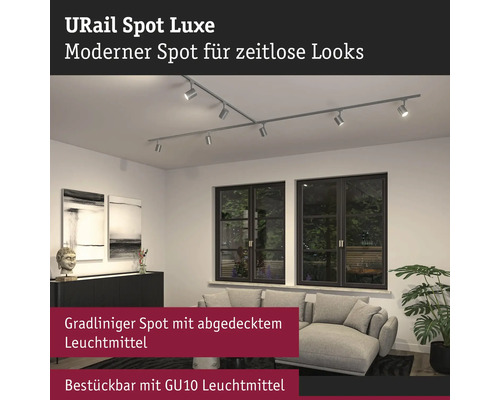 URail Spot Luxe an der Decke in einem Wohnzimmer
