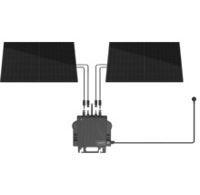 Deux panneaux solaires reliés à un micro-onduleur