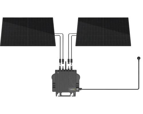 Deux panneaux solaires reliés à un micro-onduleur