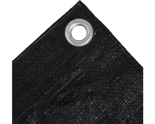 Vue détaillée d''une bâche tissée noire avec œillet