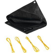 Bâche noire avec œillets et cordes de fixation