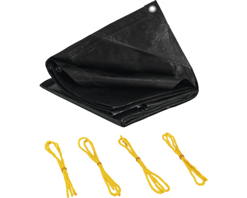 Bâche noire avec œillets et cordes de fixation