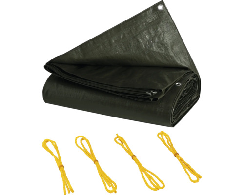 Abdeckplane mit Ösen und Befestigungsseilen