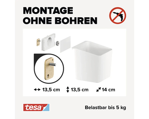 Solution adhésive Tesa pour un montage sans perçage avec une capacité de charge maximale de 5 kilogrammes