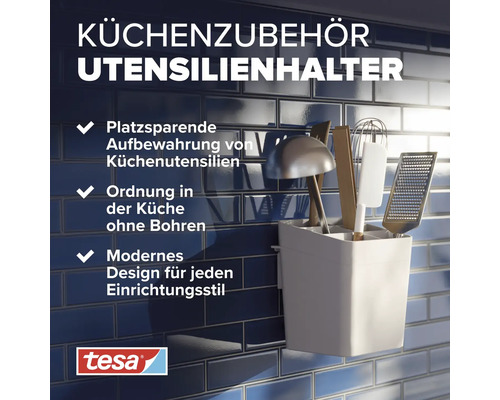 Support ustensiles de cuisine pour montage mural avec le logo Tesa