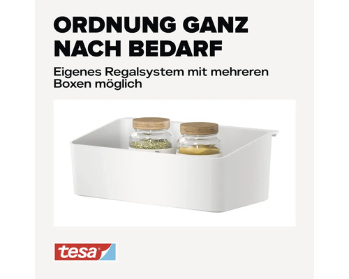 Boîte de rangement blanche avec deux bocaux pour un rangement sur mesure