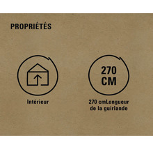 Symbole pour une utilisation en intérieur et longueur de la guirlande 270 centimètres
