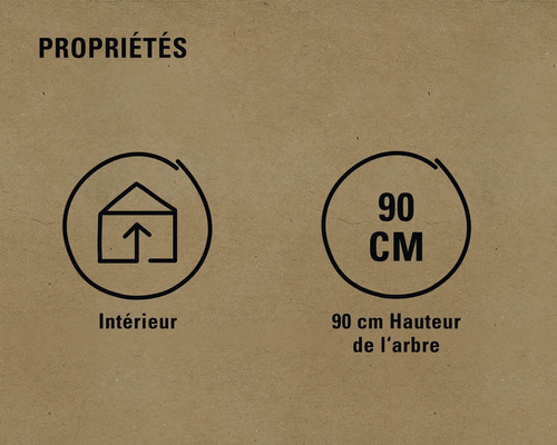 Convient pour une utilisation en intérieur. Hauteur de l''arbre 90 centimètres.