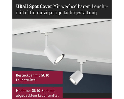 URail Spots mit GU10 Leuchtmittel an einer Schiene