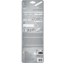 Diagramm einer LED Lampe mit Informationen zu Produktabmessungen und Montage