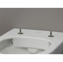 Detailansicht einer Toilette mit WC-Sitz-Befestigung