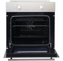 Four encastrable avec porte ouverte, intérieur avec grille et plaque de cuisson