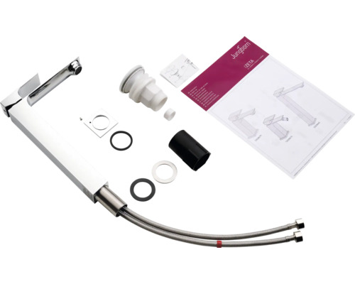 Image d''un mitigeur de lavabo avec accessoires et instructions de montage