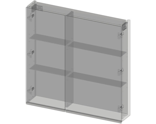 Doppelter Spiegelschrank mit Regalböden