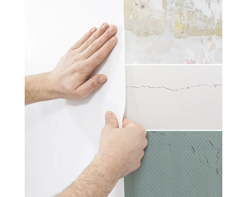 Murs endommagés avant et après traitement avec un voile de rénovation