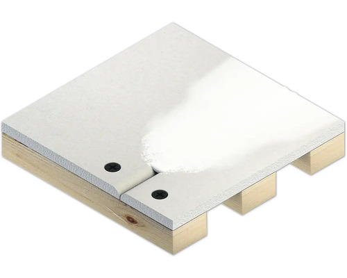 Gros plan d''une construction en plaques de plâtre sur une sous-construction en bois, reliée par des vis.